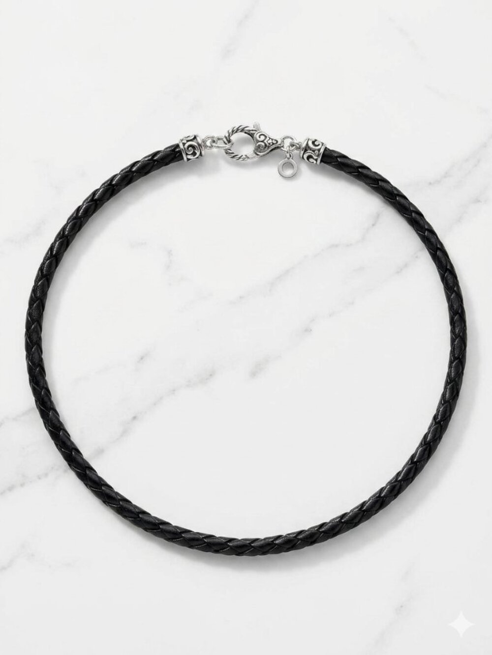 Brighton Vintage Braided Black Leather Choker Silver Hardware